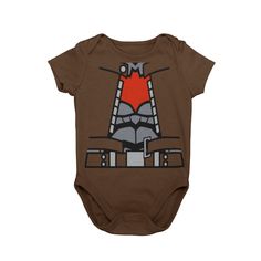 a brown bodysuit with an image of a robot on it