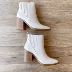 Transform your wardrobe with Soda Duvet Block Booties for Women in Off White. With the pointed toe, neutral color, and stacked heel, these booties are the perfect finishing touch to any outfit! Women’s booties Elastic sides Pointed toe Stacked heel Slip on style Pull tab on back Measurements from size 6” Heel: 3” Spring Chelsea Boots With Stacked Heel, Spring Chelsea Boots With Stacked Heel And Round Toe, Trendy Chelsea Boots With Stacked Heel And Pointed Toe, Spring Chelsea Boots With Stacked Block Heel, Spring Chelsea Boots With Block Heel, Trendy Chelsea Boots With Stacked Heel For Spring, Spring Ankle Boots With Stacked Heel, Chic High Heel Chelsea Boots For Spring, Ankle Boots With Stacked Heel For Spring