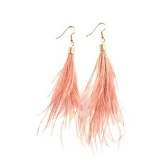 Blush Feather Tassel Earrings, Peach Feather Earrings, Boho Earrings, Bohemian Earrings, Wedding Ear Bohemian Feather Earrings For Party, Elegant Adjustable Feather Earrings, Elegant Feather Dangle Earrings, Elegant Dangle Feather Earrings, Elegant Dangle Earrings With Feathers, Feather Earrings For Summer, Elegant Feather Drop Earrings, Elegant Feather Earrings, Elegant Pink Fringe Jewelry