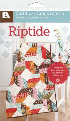 the cover of quilt with leisure arts's riptide book, featuring an image of