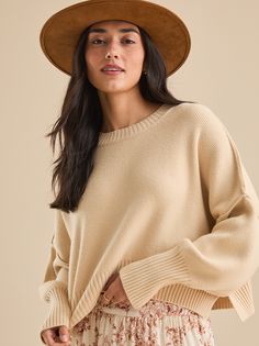 Embrace effortless chic with this cropped balloon sleeve pullover. This dreamy sweater features a relaxed fit and romantic puff sleeves, perfect for layering or wearing solo. Football Dress, Football Tops, Puff Sleeve Sweater, Skirts With Boots, Altar'd State, Effortless Chic, Trending Dresses, Dress With Boots, Sleeve Sweater