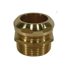 an brass plated pipe fitting on a white background