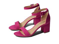 CL By Laundry Jody - Women's Shoes : Fuchsia Super Suede : The CL By Laundry Jody heeled sandals feature a timeless two-strap silhouette and block heel that goes with any look! Synthetic upper and lining with cushioned footbed. Synthetic outsole. Imported. Weight of footwear is based on a single item, not a pair. Pink Sandals With Stacked Low Heel, Pink Sandals With Heel Strap Medium Width, Pink Heels With Stacked Heel And Medium Width, Pink Sandals With Wrapped Heel Medium Width, Pink Low Heel Sandals With Heel Loop, Pink Sandals With Low Heel And Heel Loop, Fushia Heels, Pink Block Heels, Prom 2023