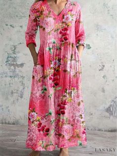 Lasaky - Stylish Floral Print Maxi Dress with Casual Elegance Pant Sets For Women, Resort Dress, Elegant Midi Dresses, Midi Dress Style, Prom Dresses Vintage, Resort Dresses, Pant Sets, Women Rising, Midi Dress Casual