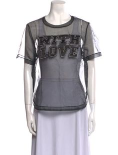 Maje T-ShirtBlackGraphic PrintEmbroidered AccentShort Sleeve with Crew NeckDesigner size 1.Fit:Tops by Maje typically fit true to size. Embroidered Short Sleeve Stretch Tops, Embroidered Stretch Short Sleeve Tops, Embroidered Short Sleeve Tops With Stretch, Short Sleeve Embroidered Stretch Tops, Trendy Embroidered Short Sleeve Tops, Black Embroidered T-shirt For Summer, Fitted Black Embroidered T-shirt, Black Embroidered Summer T-shirt, Black Embroidered Stretch Tops