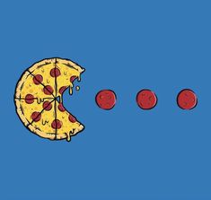 a drawing of a slice of pizza falling into the air