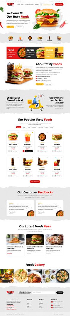 Tasty Foods - Fast Food Restaurant Figma Web Template Figma Web Design Template, Food Web Design Inspiration, Food Web Design, Template Food, Food Ad, Mobile App Design Inspiration