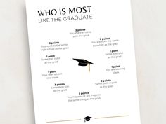 a poster with the words who is most like the graduate