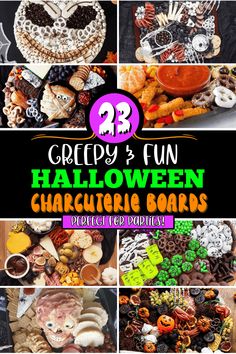 halloween crafts and treats are featured in this collage