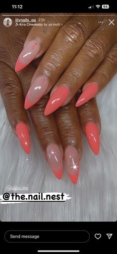 Long Almond Nail Ideas, Fall French Tip Nails Designs, Fall French Tip Nails, Fall French Tip, Almond Nail Ideas, Nails 23, Almond Shaped Nails Designs, Pink Toe Nails, Oval Nails Designs