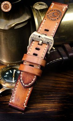 Watch band, strap, cuff. 24mm. Handmade leatherwork  since 1991. Topouzelli Rugged Brown Belt Buckles With Leather Strap, Vintage Brown Leather Strap Watch Accessories, Brown Belt With Buckle For Everyday Use, Rugged Belt Buckles With Leather Strap For Everyday Use, Brown Leather Strap Belt Buckle For Everyday Use, Vintage Leather Strap Belt For Everyday Use, Vintage Brown Leather Watch Band, Rugged Leather Strap Watch Accessories, Vintage Brown Leather Strap Watch Band