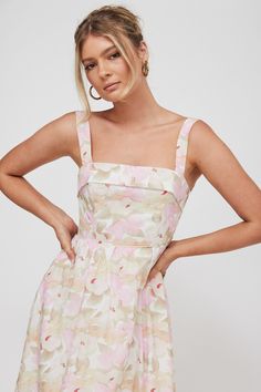 Shop the Lisseth Foldover Neckline Midi Dress Floral Pink | Selfie Leslie Pink Selfie, Midi Dress Floral, Selfie Leslie, Yellow Bridesmaids, Red Bridesmaids, Blue Bridesmaids, Iron Material, Date Night Dresses, Dress Satin