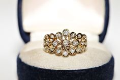 OLD ORIGINAL VINTAGE 14K GOLD NATURAL DIAMOND DECORATED PRETTY STRONG RING In very good condition. Total weight is 5.6 grams. Totally is diamond 0.75 carat. Thediamond  is has  G-H color and vvs-vs-s1 . Ring size is US 8 (We offer free resizing) We can make any size. Please contact for any questions. Antique Gold Diamond Ring With Vvs Clarity, Gold Diamond Ring With Rose Cut Diamonds For Collectors, Vintage Gold Diamond Ring With Vvs Clarity, Estate Style Gold Ring Jewelry, Estate Style Diamond Ring As Gift, Vintage Gold Diamond Cluster Ring, Gold Vintage Diamond Ring With 17 Jewels, Vintage Gold Diamond Ring With 17 Jewels, Vintage Gold Diamond Ring For Collectors