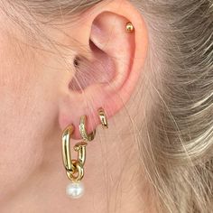 Hoop pearl dangle 14k gold filled Gold Filled, Gold