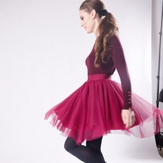 The Mini Skirt Is A Skater-Skirt Mini Style. Wear It With An Embellished Top And With Heels For A Night Out, And With Flat Sandals Or Sneakers For A More Casual Look. The Mini Cherry Red Tulle Skirt Is Above Knee Length, 19inches/50cm From The Waist Down. It’s Double Layered For Extra Volume & The Bodice Is Made Of Stretchy Crochet To Enable A Perfect Fit. Tulle Skirt Dress For Fall, Flowy Tulle Skirt Dress For Fall, Fall Tulle Dress With Flowy Skirt, Stretch Tulle Skirt For Fall, Fitted Tulle Skirt For Winter, Winter Fitted Tulle Skirt, Fall Stretch Tulle Skirt, Stretch Tulle Skirt Bottoms For Fall, Winter Fitted Dress With Flared Skirt