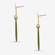 Earring Back: PostMetal Color: Gold ToneEarring Length: 34.3mmEarring Width: 20.4mmCare: Wipe CleanEarrings Style: Drop EarringsMetal: ZincCountry of Origin: Imported Modern Green Metal Earrings, Earrings Green, Earrings Drop, Earrings Color, Earring Backs, Drop Earrings, The Originals, Green, Gold