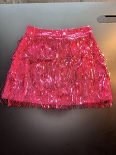 Sequin Fringe, Mini Skirt In Hot Pink ￼ medium | eBay Sparkly Pink Mini Skirt, Pink Sequin Mini Skirt Outfit, Hot Pink Skirts, Sequin Mini Skirt Outfit, Shakira Style, Fringe Mini Skirt, Hot Pink Skirt, Sparkly Outfits, Glitters Skirt