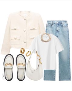 White Platform Loafers Outfit, Tweet Outfit, Cream Loafers Outfit, White Loafers Outfit Women, Casual Chic Autumn, Cream Jacket Outfit, White Loafers Outfit