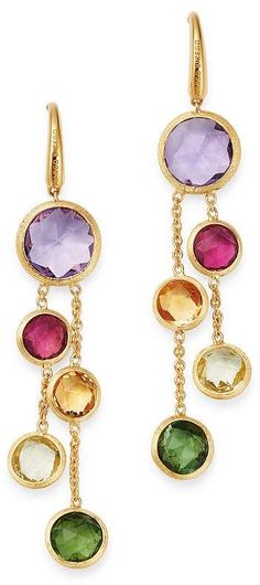 Marco Bicego 18K Yellow Gold Jaipur Color Two-Strand Gemstone Drop Earrings Gemstone Drop Earrings, Marco Bicego, Diamond Drops, Diamond Drop Earrings, Online Earrings, Jaipur, Blue Topaz, Topaz, Jewelry Accessories