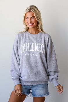 Light Heather Grey Dahlonega Georgia Sweatshirt Georgia Sweatshirt, Dahlonega Georgia, Comfy Sweatshirt, Large Bust, Small Bust, The Light, Crew Neckline, Heathers, Heather Grey