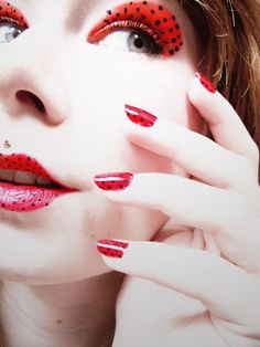 Ladybug by ~Jennybicky on deviantART Bug Makeup, Karneval Diy, Cosmic Ocean, Ladybug Nails, The Giant Peach, Makeup Nails Designs