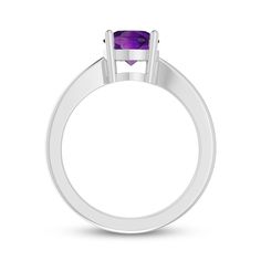 Elegant and always classic, this gorgeous solitaire ring shines with a beautiful round-cut amethyst. The ring is set in sterling silver. Purple Stones, Jewelry Repair, Precious Jewelry, The Ring, Amethyst Stone, Ring Sterling Silver, White Ring, Stone Settings, Solitaire Ring