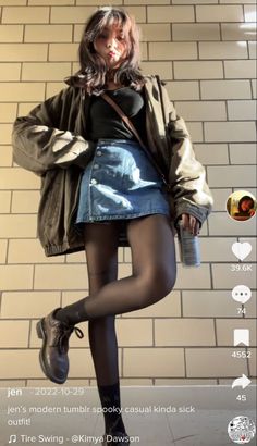 Cold Simple Outfits, Dress W Cardigan, Cute Indie Grunge Outfits, Cute Casual Alt Outfits, Geeky Chic Fashion Style, Edgy Fashion Aesthetic, Courderoy Jacket Outfit Fall, Portland Oregon Outfit Winter, Alt Outfit Inspo Grunge