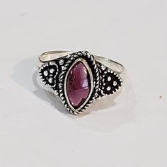 Beautiful, Handmade Rubellite Gemstone, 925 Silver Ring, Vintage Ring, Antique, Goth Sz 7.75- Sy-09954 The Item You See Is The Exact Piece You Will Receive-Excellent Quality & Design~ 100% Brand New-Rubellite Gemstone-925 Sterling Silver Stamped-Vintage/Goth/Antique Style-Handmade Please See Photos For Shape/Curves/Colors/Condition/Texture/Style/Design/Engraving Size 7.75 Sterling Silver Cabochon Ruby Ring, Vintage Sterling Silver Ruby Ring With Stone Setting, Purple Ring, Purple Rings, Vintage Goth, Ring Antique, 925 Silver Ring, Vintage Ring, Ring Vintage