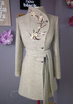 Wrap Midi Coat Winter Overcoat With Belt For Women Luca 2 | Etsy Elegant Spring Pea Coat With Stand Collar, Fitted Wool Coat For Spring, Fitted Beige Wool Coat For Spring, Winter Wedding Long Coat, Spring Wool Coat With Stand Collar, Chic Winter Wedding Outerwear, Spring Wedding Long Coat Outerwear, Fall Wedding Long Coat, Spring Wedding Long Coat