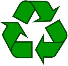 a red recycle logo with arrows pointing up to the left and right sides