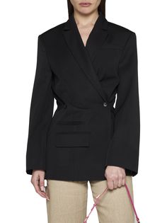 100% Virgin Wool | Jacquemus Women's Jacket Dress in Cotton Tibau in Black | FW23/24 Jacquemus Jacket, Yoga Wear, Skirt Suit, Luxury Retail, Black Jacket, Down Jacket, Jacket Dress, Dress To Impress, Women's Jacket