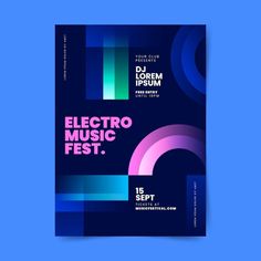 an electric music festival poster on a blue background