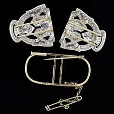 For Sale on 1stDibs - An absolutely exquisite platinum and diamond pin clips from the Art Deco (ca1920) era! This wonderful and unusual piece is made of platinum and encrusted Art Deco White Gold Platinum Brooches, Art Deco Platinum Brooches In White Gold, Art Deco White Gold Brooch In Platinum, Art Deco Diamond Hallmarked Brooches, Art Deco White Gold Diamond Brooch, Classic Evening Brooches With Diamond Accents, Art Deco Diamond Brooches For Evening, Art Deco Diamond Brooch Jewelry, Art Deco Single Cut Diamond Brooches For Formal Occasions