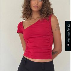 Motel Rocks Red One Shoulder Top Nwt!! Red Stretch Edgy Top, Rebellious Spring Tops For Concerts, Rebellious Spring Tops, Red Y2k Style Tops For Party, Edgy Red Top For Night Out, Edgy Red Summer Top, Edgy Red Summer Tops, Fitted Red Top In Edgy Style, Trendy Red Tops For Night Out