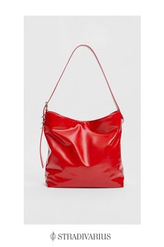 With adjustable strap. Bag Women Fashion, Red Bag, Leather Bucket Bag, Leather Bucket, Bags Women, Bucket Bag, Adjustable Straps, Outfit Inspirations, Faux Leather