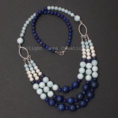 "Product Details : ITEM : AQUAMARINE, LAPIS LAZULI, PEARL BEADED NECKLACE Item Code : DGC2539 Gemstone Name : AQUAMARINE, LAPIS LAZULI, PEARL Chain Style : BEADED Beads Shape : Smooth Round/Rondelle Beads Size : 6mm/7mm/10mm/12 mm Approx Length : 24\"-26\" Inch Approx Weight : 530 Cts. Approx Customization : **Available** Please Feel Free To Contact If You Have Any Query." Layered Necklaces Boho, Pearl Earrings Designs, Candy Necklaces, Beadwork Bracelet, Yellow Necklace, Trendy Necklaces, Leaf Jewelry, Bracelet Crafts, Heart Pendant Necklace