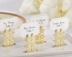 place cards are sitting on a table