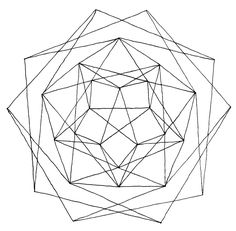 a black and white drawing of an abstract object with lines in the shape of hexagon