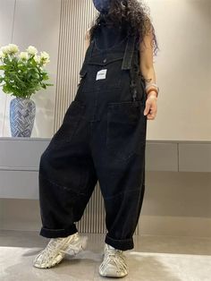 Black Overalls Outfit Grunge, Overalls Outfit Grunge, Black Overalls Outfit, Black Denim Dungarees, Womens Denim Overalls, Black Denim Overalls, Outfit Grunge, Overalls For Women, Overalls Outfit