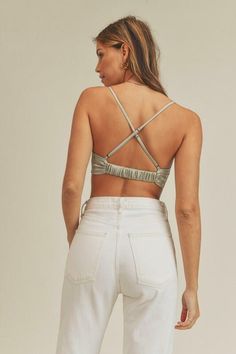 Final Sale - Get it before it's gone! Date nights call for the Meghan Sage Satin Cowl Neck Crop Top! Sage satin fabric shapes this cite crop top with open back. Features a scrunched cowl neck (with padded pushup bra inserts) and a cross back detailing. Style with high-waisted jeans for cute date night look! DETAILS & CARE Polyester/Spandex. Hand wash cold. Imported. Cowl Neck Crop Top, Satin Bandana, Pushup Bra, Bandana Top, Bra Inserts, Boho Pink, Cowl Neck Top, Cowl Neckline, Pink Boho