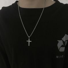 Material: Titanium Steel Color: Zircon Cross Necklace Fashion Element: Cross Style: Simple Chain With Cross, Mens Cross Necklace, Necklace Outfit, Mens Crosses, Modern Mom, Diamond Chain, Diamond Cross, Necklace Fashion, Earrings Collection