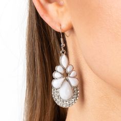 Gorgeous To Wear To Any Event! Nwt White Dangle Jewelry For Spring, White Earrings With Ear Wire For Spring, Spring White Earrings With Ear Wire, Elegant White Summer Earrings, White Teardrop Jewelry For Party, White Teardrop Earrings For Summer, White Dangle Earrings For Spring, White Drop Earrings For Spring, Elegant White Jewelry For Spring