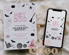 an image of a birthday party with the theme hey boo on it and its phone case