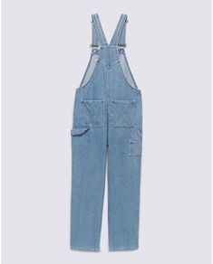 Ground Work Denim Overalls Utility Overalls With Patch Pockets, Utility Overalls With Patch Pockets And Bib Front, Utility Denim Blue Cotton Shortalls, Utility Denim Blue Jumpsuit With Side Pockets, Blue Utility Overalls With Straight Leg, Light Wash Cotton Utility Denim Jumpsuit, Blue Utility Straight Leg Overalls, Blue Straight Leg Utility Overalls, Utility Style Light Wash Cotton Denim Jumpsuit