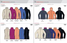 an image of men's jackets in different colors and sizes, all with hoods on