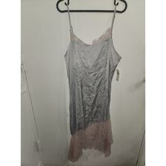 Anthropologie Dress Size: 10 100% Viscose New With Tag Summer Satin Midi Dress With Lace Trim, Spring Satin Dress With Lace Trim, Lace Trim Slip Dress For Spring, Spring Lace Midi Slip Dress, Spring Midi-length Lace Slip Dress, Spring Lace Slip Dress In Midi Length, Pink Lace Slip Dress For Party, Anthropologie Dress, Anthropologie Dresses