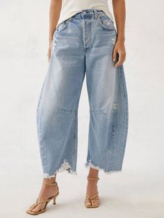 Buy Inexpensive Jeans at Stylewe online store, SPU: 1YJE3K4A29, Color: Light Blue, Pattern:Plain, Thickness:Regular. Horseshoe Jeans, Look Jean, Loose Jeans, 가을 패션, Citizens Of Humanity, 50 Fashion, Denim Outfit, Denim Shop, Favorite Jeans