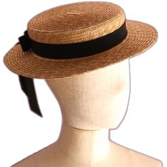 Classic Mini Hat With Short Brim For Beach, Brown Flat Crown Boater Hat For Spring, Spring Brown Boater Hat With Flat Crown, Classic Brown Straw Boater Hat, Brown Straw Boater Hat With Short Brim, Classic Brown Boater Hat For Spring, Classic Brimmed Mini Hats For Summer, Adjustable Straw Boater Hat With Short Brim, Classic Mini Hats For Summer Beach