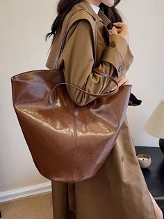 Solid Color Shopping Bag For Fall, Fall Shopping Bags In Solid Color, Brown Retro Shoulder Bag With Large Capacity, Retro Brown Shoulder Bag With Large Capacity, Vintage Large Capacity Shoulder Bag For Fall, Fall Bucket Bag With Large Capacity, Brown Shoulder Bucket Bag, Solid Color Shoulder Bag For Fall Travel, Solid Color Fall Shoulder Bag For Travel