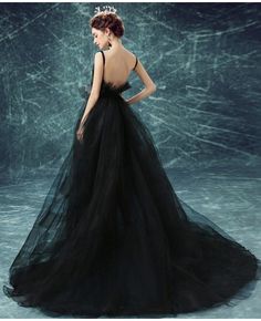 Buy Simple Black Sexy V-neck Formal Party Dress Long Gown With Train at wholesale price online. Free shipping and pro custom service since 2009. Flower Girl Dresses Country, Tulle Long Prom Dress, Prom Dress With Train, Prom Dress Black, Black Evening Dress, Mismatched Bridesmaids, Mismatched Bridesmaid Dresses, Wedding Dresses With Flowers, Wedding Flower Girl Dresses